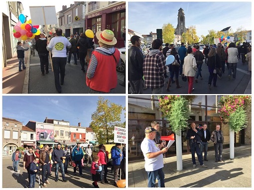 200 manifestants ont participé à la marche citoyenne du 7 octobre 2017 à Vallet pour dire NON à la ZAC du Brochet