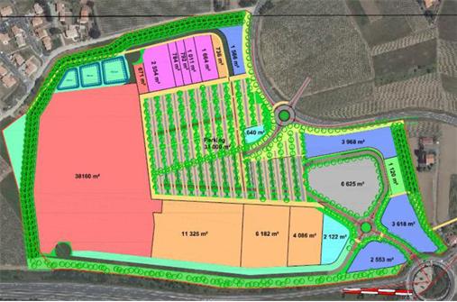 ZAC du Brochet à Vallet: Plan ZAC du Brochet avec surfaces